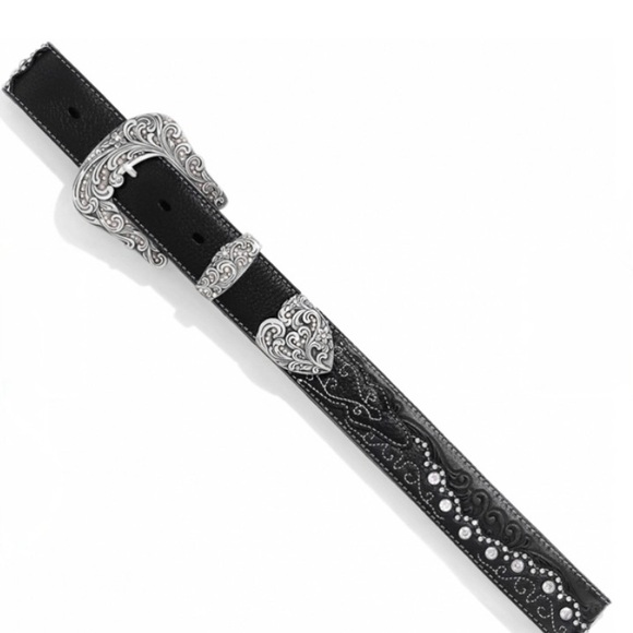 Tony Lama Women’s Black Leather Western Belt with Crystals Size 36 - Picture 5 of 9